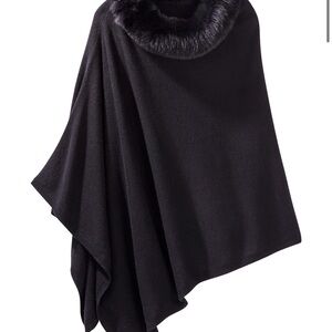 NWT Gorsuch Maddy Cashmere Poncho w/ Fox Fur Trim Luxury Aspen Winter Cape